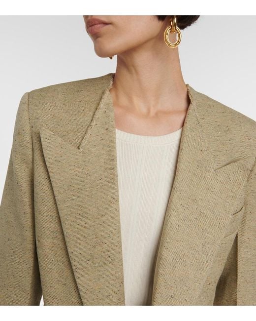Victoria Beckham Natural Collarless Single Breasted Jacket