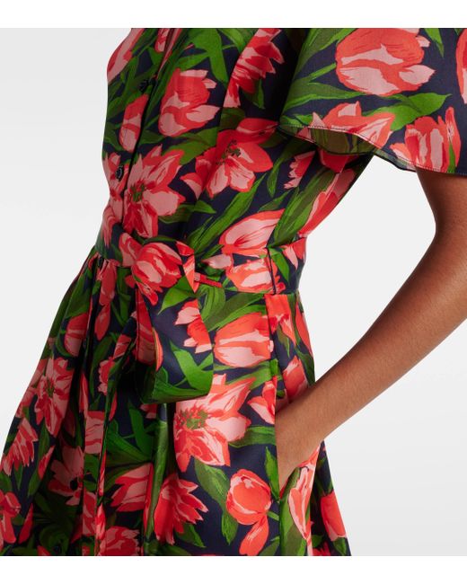 Carolina Herrera Multicolor Floral Silk Shirt Dress