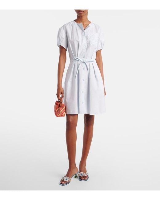 Loewe Blue Paula's Ibiza Anagram Cotton-Blend Shirt Dress
