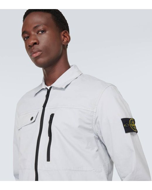 Giacca camicia Compass in misto cotone di Stone Island in White da Uomo