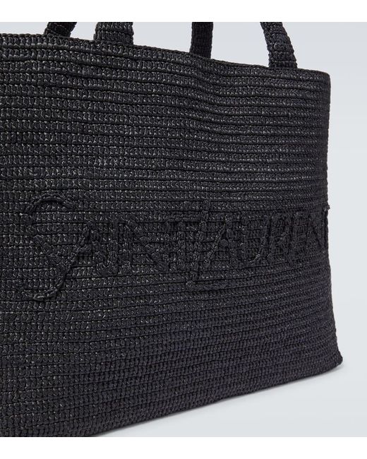 Saint Laurent Bestickte Tote Aus Raffiabast in Black für Herren