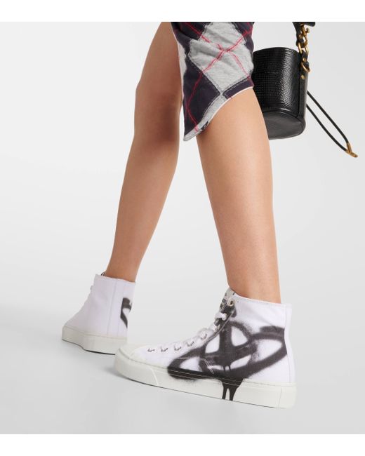 Vivienne Westwood White Plimsoll Printed High-top Sneakers