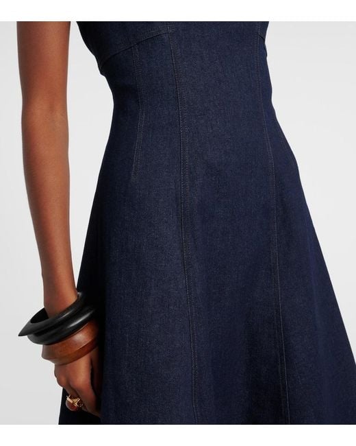 Veronica Beard Blue Dulce Cotton-Blend Denim Midi Dress