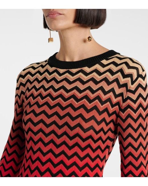 Missoni Red Zig Zag Ombre Cotton-Blend Minidress
