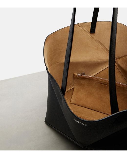 Loewe Black Puzzle Fold Large Leather Tote Bag
