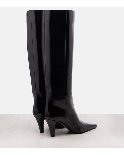 Saint Laurent Black Jill 75 Leather Knee-High Boots