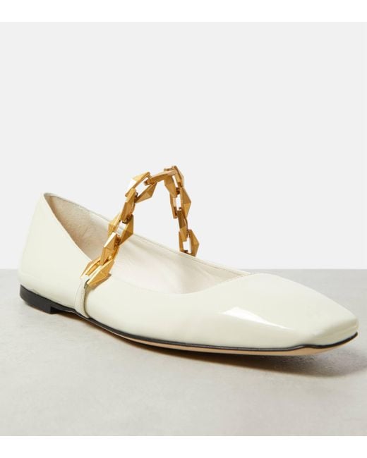 Jimmy Choo White Diamond Flat Shoes