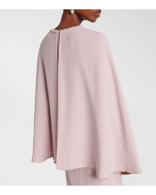 Abito Lungo A Mantella Con Cristalli di Costarellos in Pink