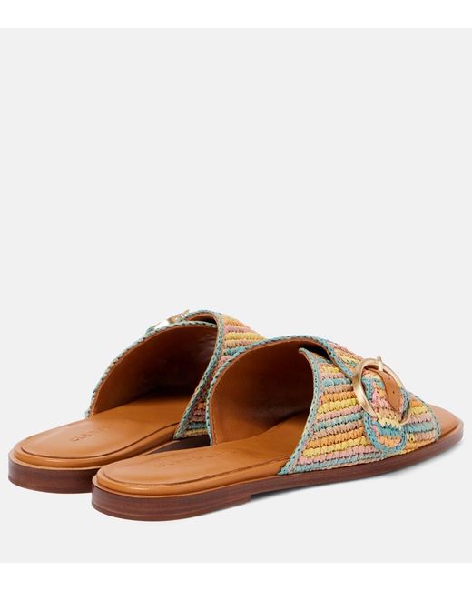 Robert Clergerie Brown Irme Raffia Slides