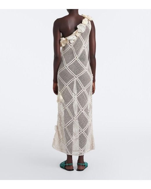 J.W. Anderson White Floral-Applique Crochet Cotton Maxi Dress