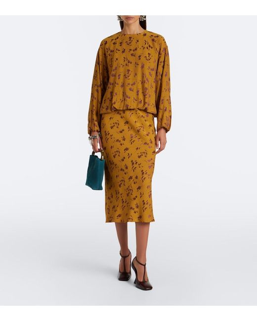 Dries Van Noten Brown Floral Blouse