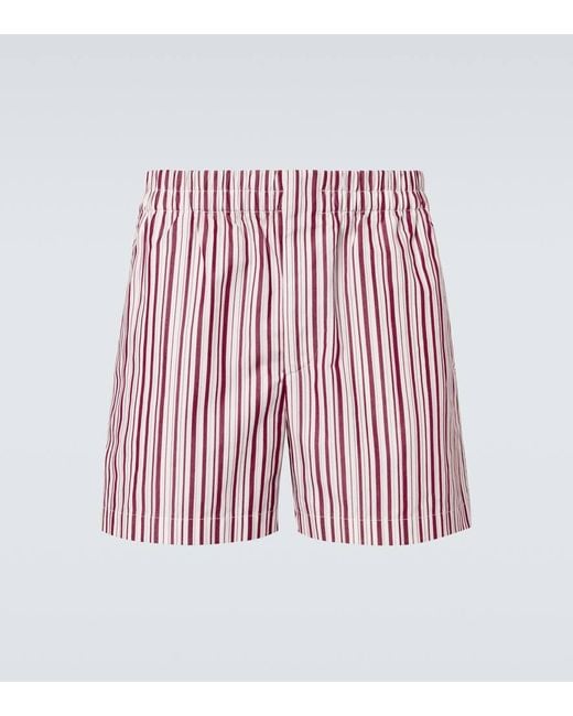 Shorts De Popelin De Algodon A Rayas Gucci de hombre de color Red
