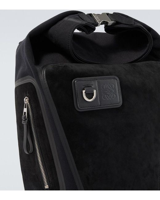Loewe Black Flex Canvas And Suede Backpack for men