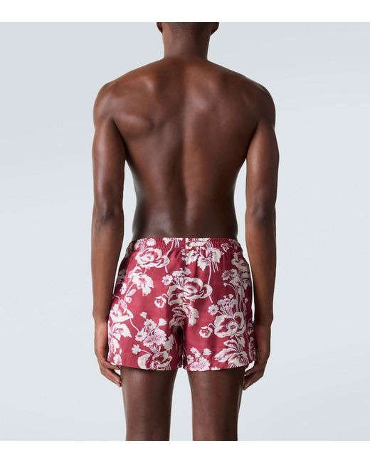 Commas Red Printed Swim Trunks for men