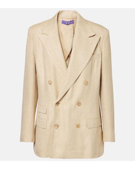 Ralph Lauren Natural Vannesa Silk And Linen-Blend Blazer