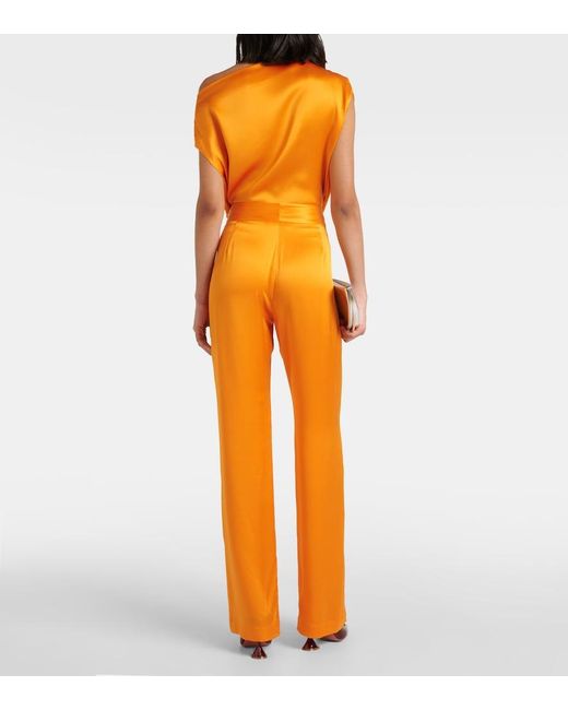 The Sei Orange High-Rise Silk Wide-Leg Pants