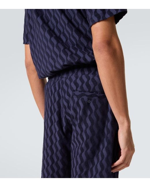 Frescobol Carioca Blue Augusto Cotton-Blend Terry Shorts for men
