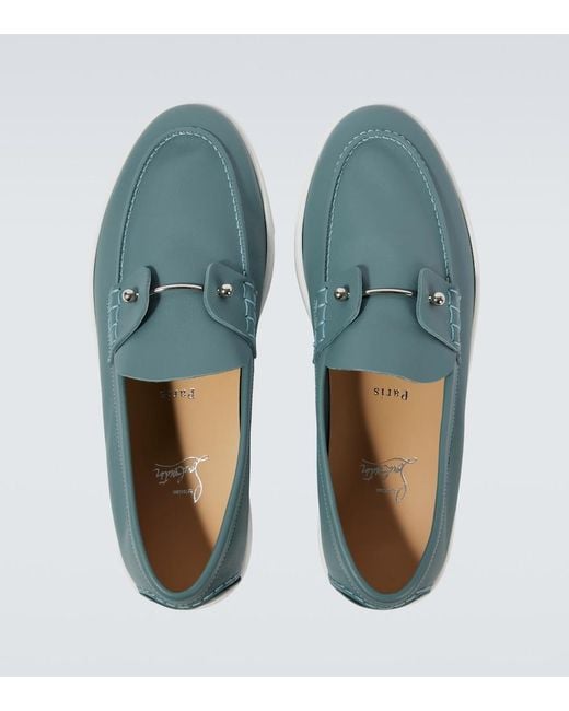 Christian Louboutin Blue Chambeliboat Leather Shoes for men