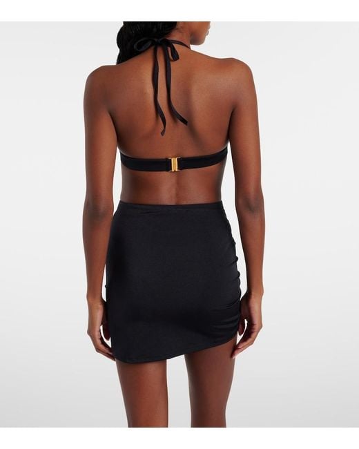 Balmain Black Draped Embellished Beach Cover-Up