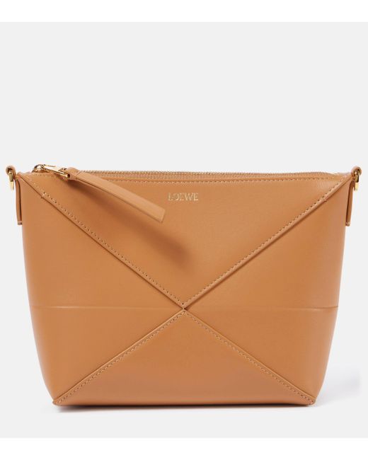 Loewe Brown Puzzle Fold Leather Clutch