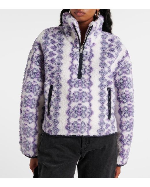 Isabel Marant Blue Marie Printed Teddy Half-Zip Sweater