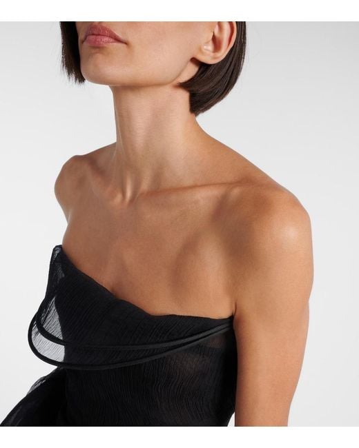 Magda Butrym Black Floral-Applique Tulle Corset Dress