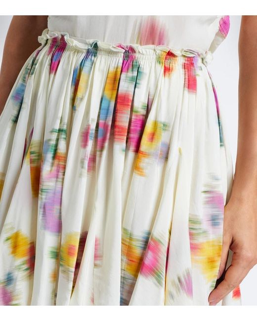 Isabel Marant White Livy Pleated Printed Miniskirt