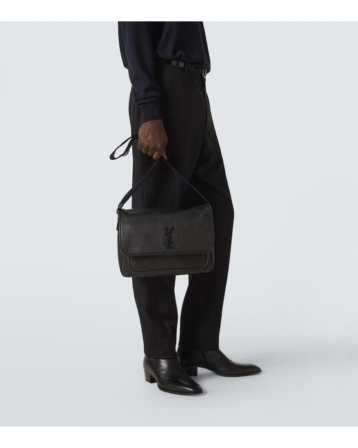 Saint Laurent Black Niki Leather Messenger Bag for men