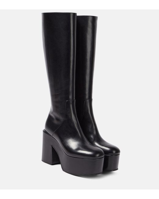 Dries Van Noten Leather Platform Knee-high Boots in Black | Lyst