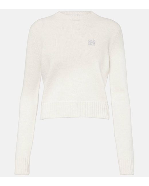 Loewe White Anagram Wool Sweater