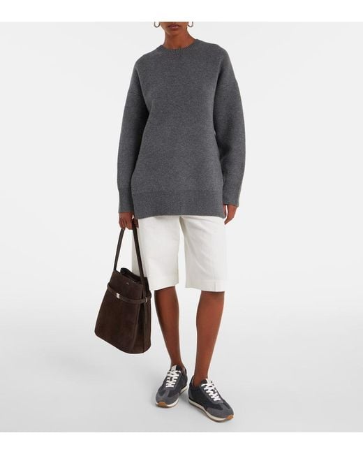 Totême  Blue Suede-Trimmed Sneakers