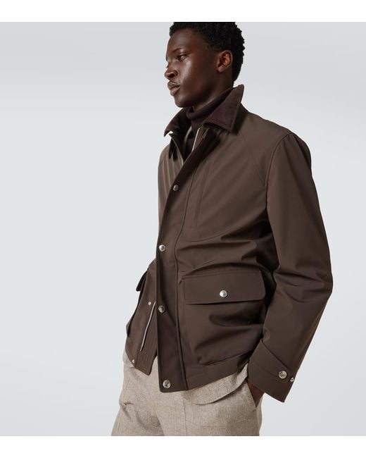 Brunello Cucinelli Brown Corduroy-Trimmed Field Jacket for men