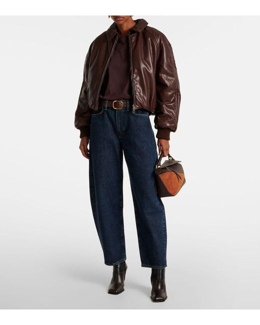 Agolde Brown X Shoreditch Ski Club Tate Faux Leather Bomber Jacket