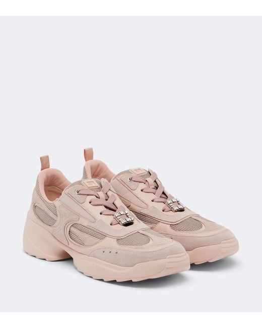 Roger Vivier Pink Viv' On The Run Embellished Sneakers