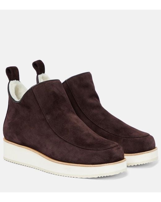 Gabriela Hearst Brown Harry Shearling-Lined Suede Ankle Boots