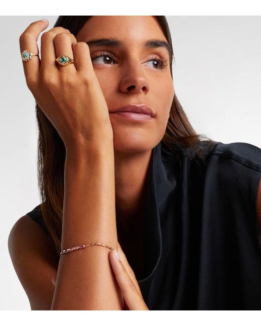 Suzanne Kalan White Signet Mini 18Kt Ring With Emerald And Diamonds