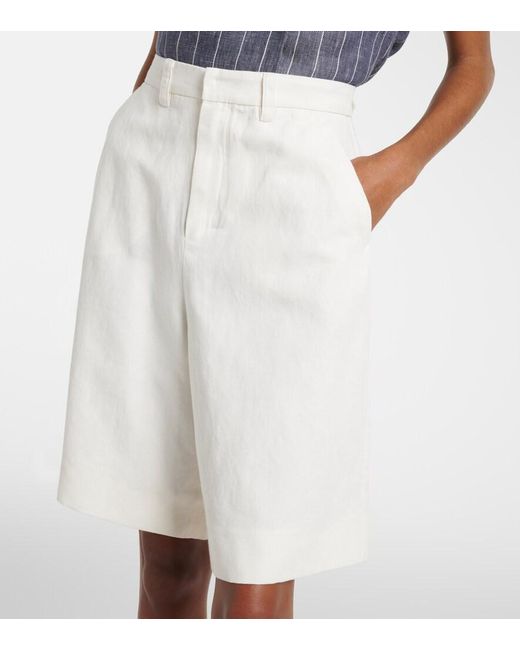 Max Mara White Sole Cotton And Linen Bermuda Shorts