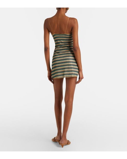 Oseree Green Lumiere Striped Minidress