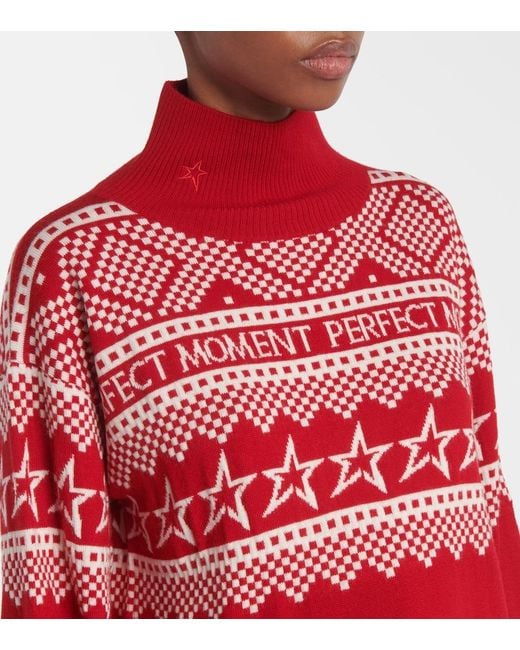 Perfect Moment Red Intarsia Wool Sweater
