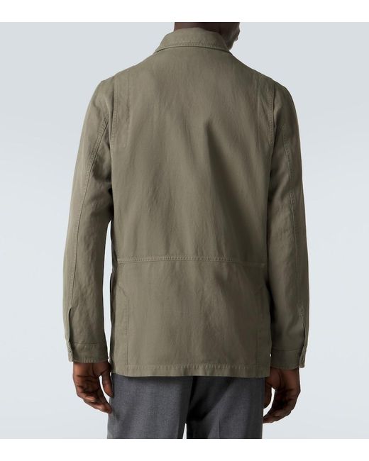 Brunello Cucinelli Green Cotton And Linen Field Jacket for men