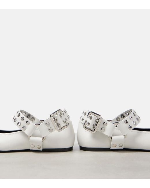 Alaïa White Biker Leather Ballet Flats