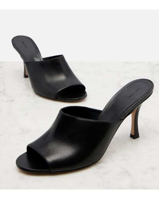 The Row Black Ella Leather Mules