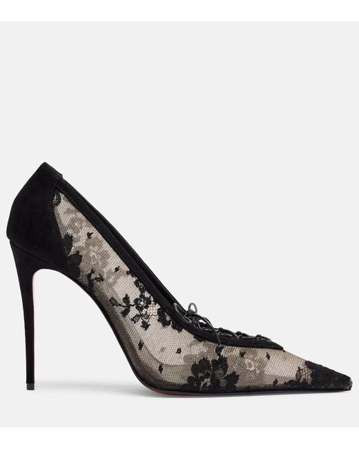 Christian Louboutin Black Pumps Km Lace 100 Aus Spitze Mit Veloursleder