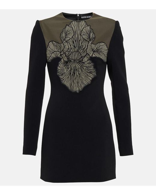 David Koma Black Macrame-Detail Minidress