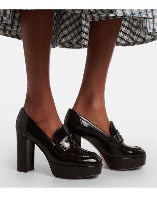 Gianvito Rossi Black Patent Leather Loafer Pumps