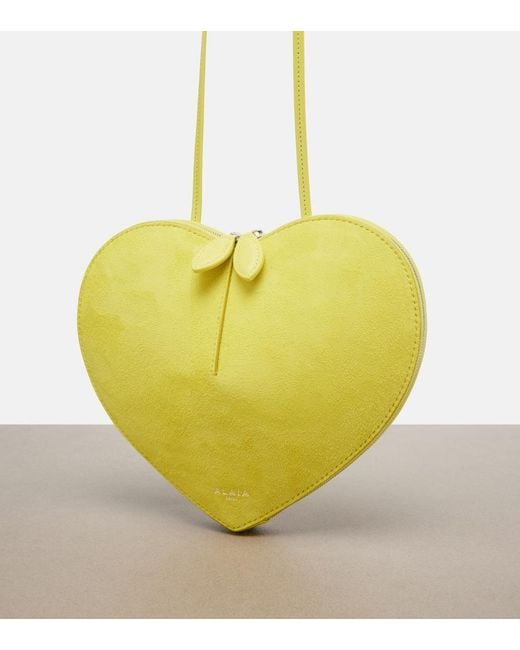 Alaïa Yellow Le Cour Leather And Suede Crossbody Bag
