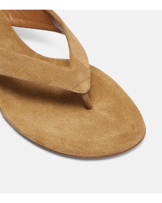 Le Monde Beryl Brown Micro Wedge 40 Suede Thong Sandals