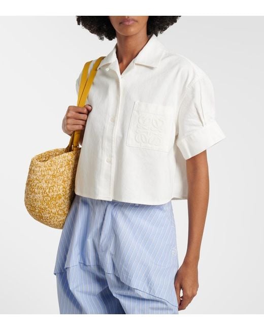 Loewe White Paula's Ibiza Anagram Denim Shirt