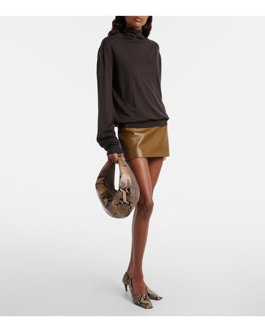Khaite Brown Olivia Medium Snake-Effect Leather Tote Bag