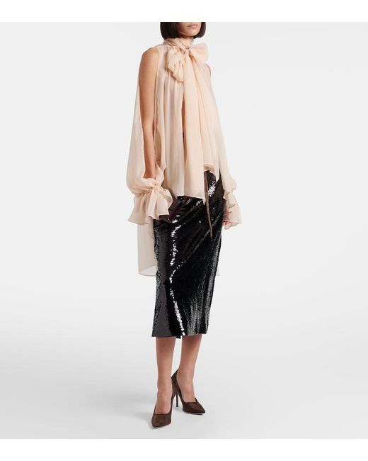 Simone Rocha Black Sequined Pencil Skirt